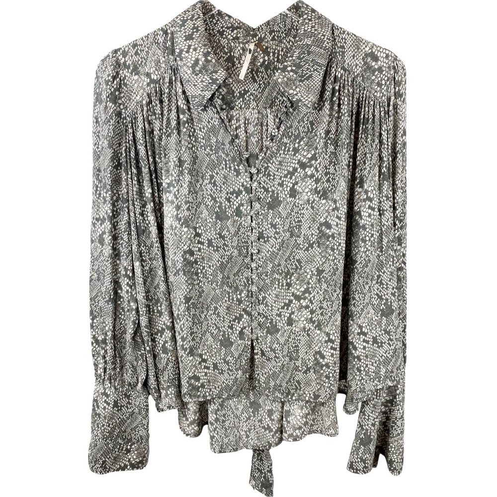 Free People Muse Snakeskin Python Button Front Lo… - image 5